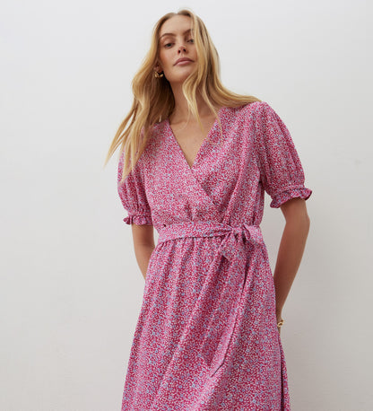 Everleigh Pink Ditsy Crepe Midi Dress