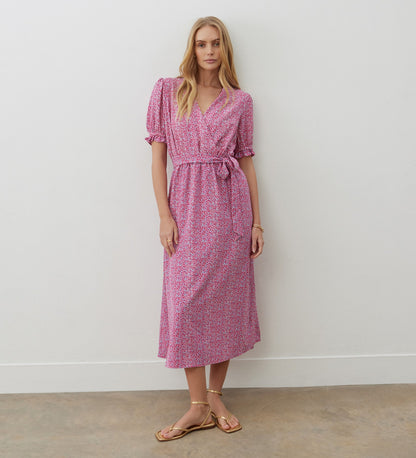 Everleigh Pink Ditsy Crepe Midi Dress