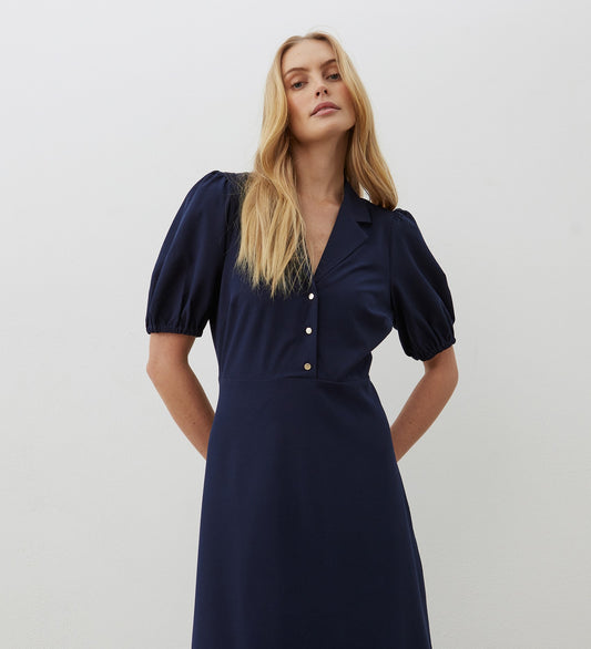 Maya Navy Crepe Midi Dress