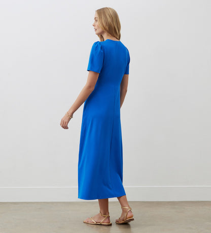 Nieve Bright Blue Crepe Midi Dress