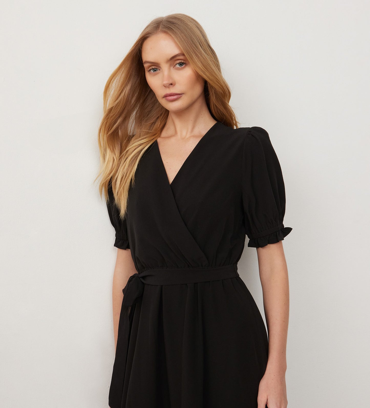 Everleigh Black Crepe Midi Dress