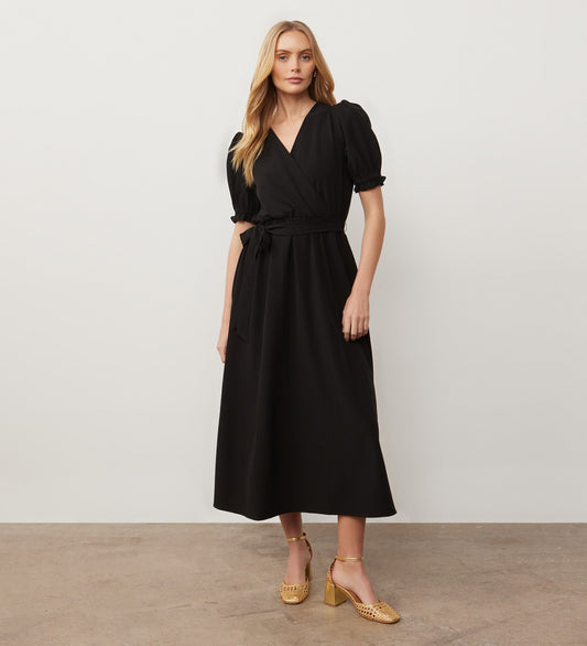 Everleigh Black Crepe Midi Dress