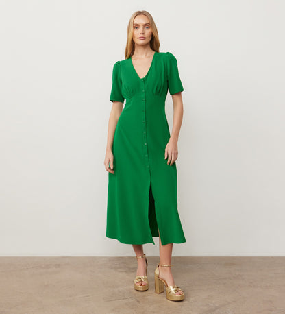 Savannah Green Crepe Midi Dress