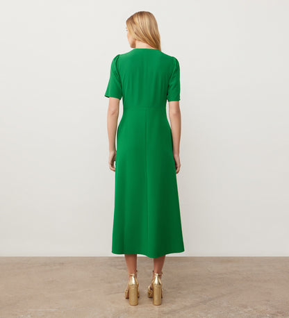 Savannah Green Crepe Midi Dress