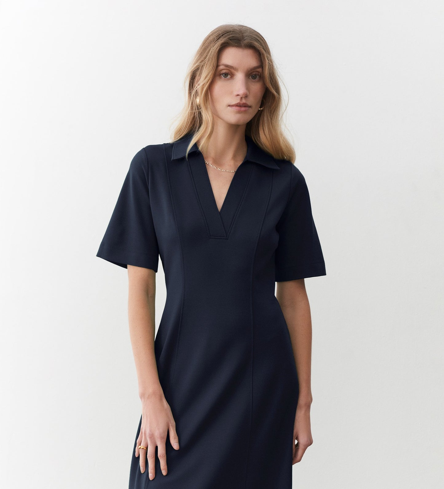 Xanthe Navy Ponte Jersey Midi Dress