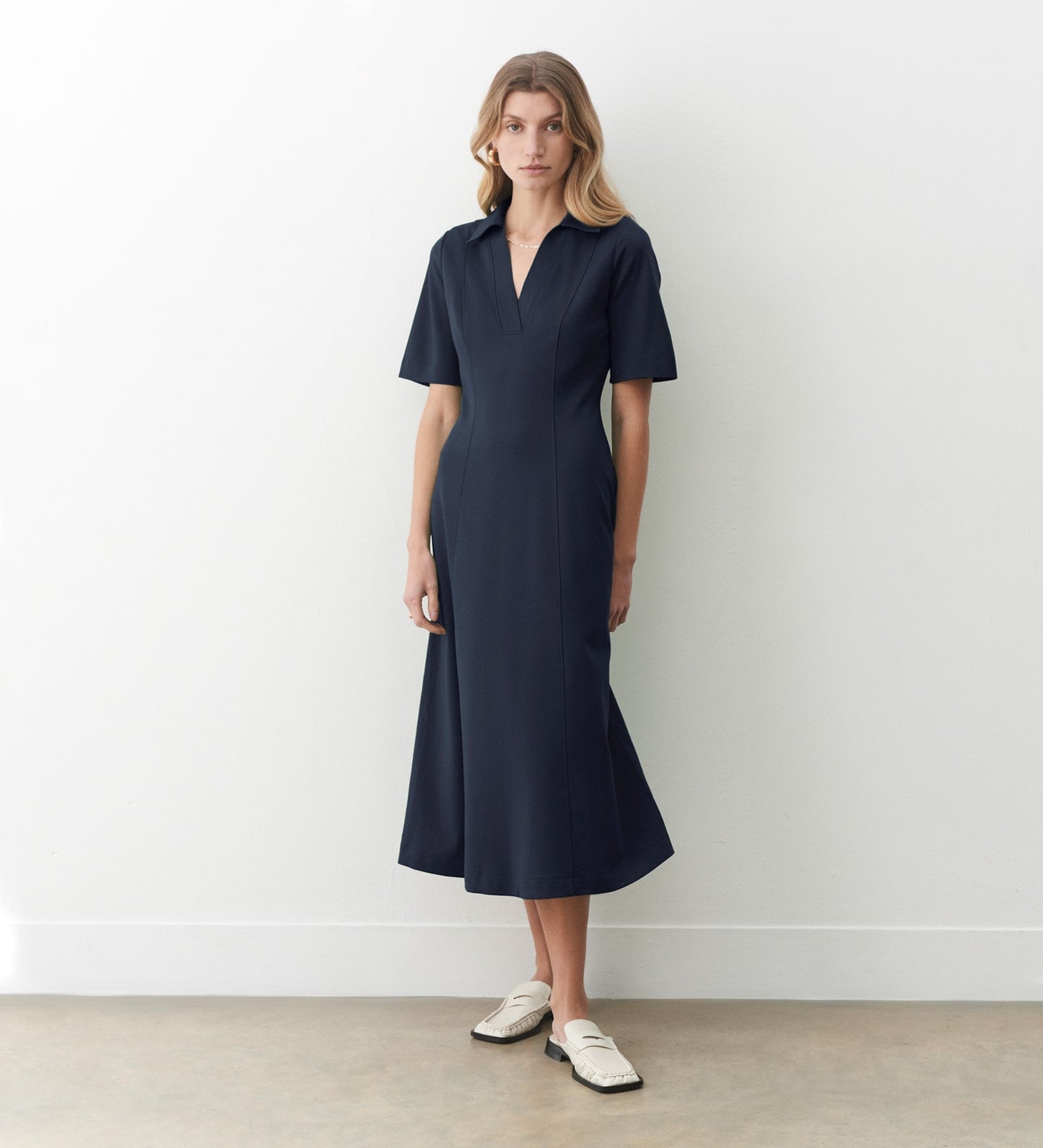 Xanthe Navy Ponte Jersey Midi Dress