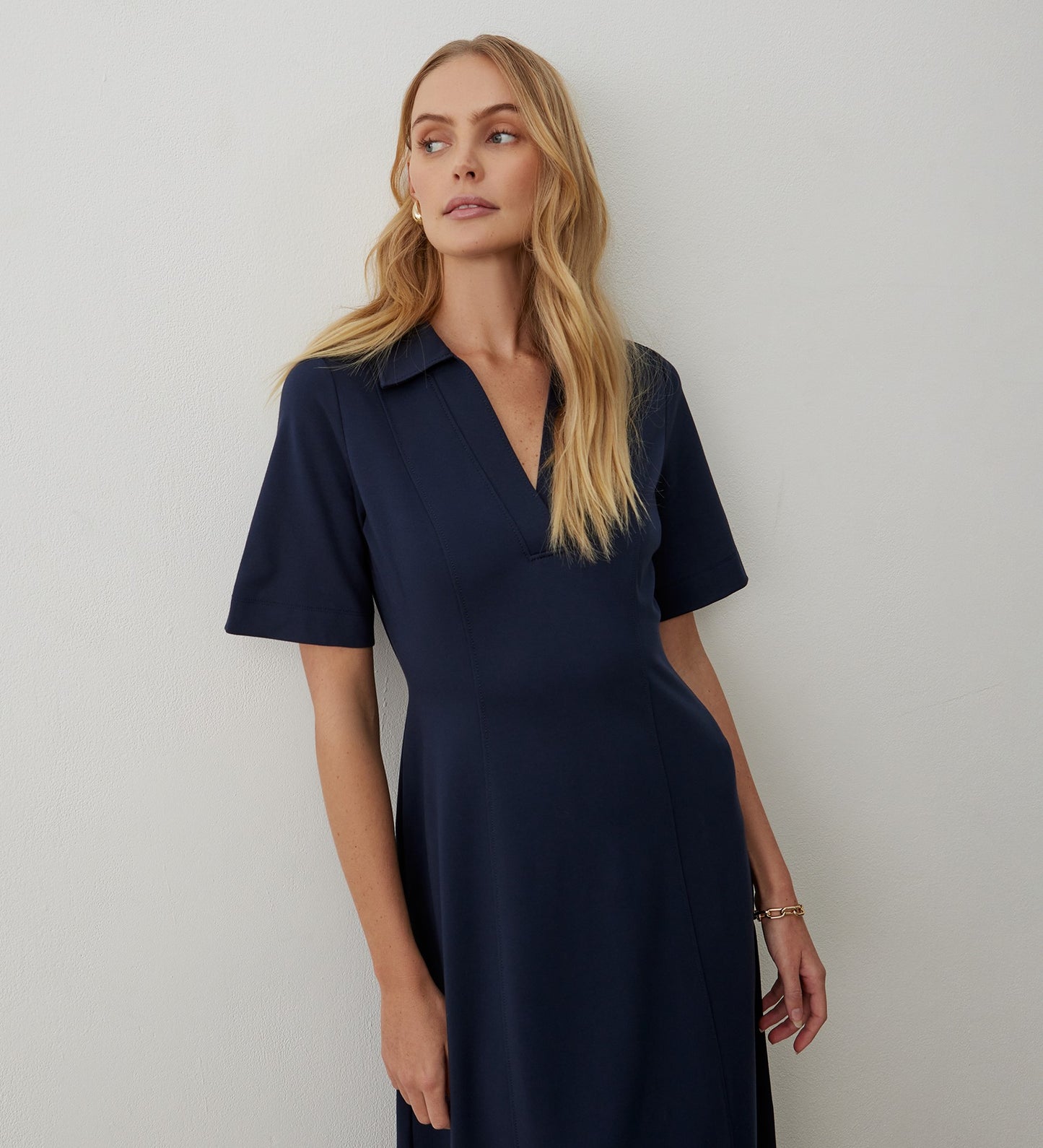 Xanthe Navy Ponte Jersey Midi Dress