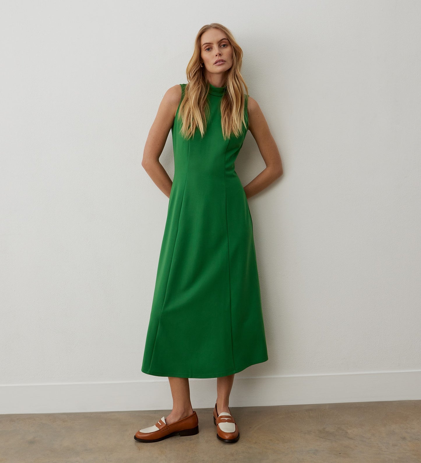 Pia Green Ponte Jersey Midi Dress