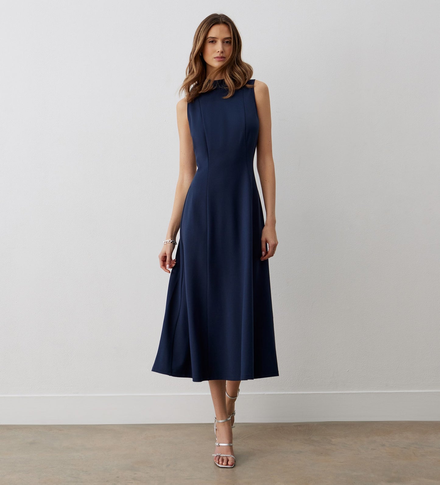 Pia Navy Ponte Jersey Midi Dress