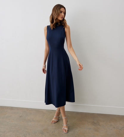 Pia Navy Ponte Jersey Midi Dress