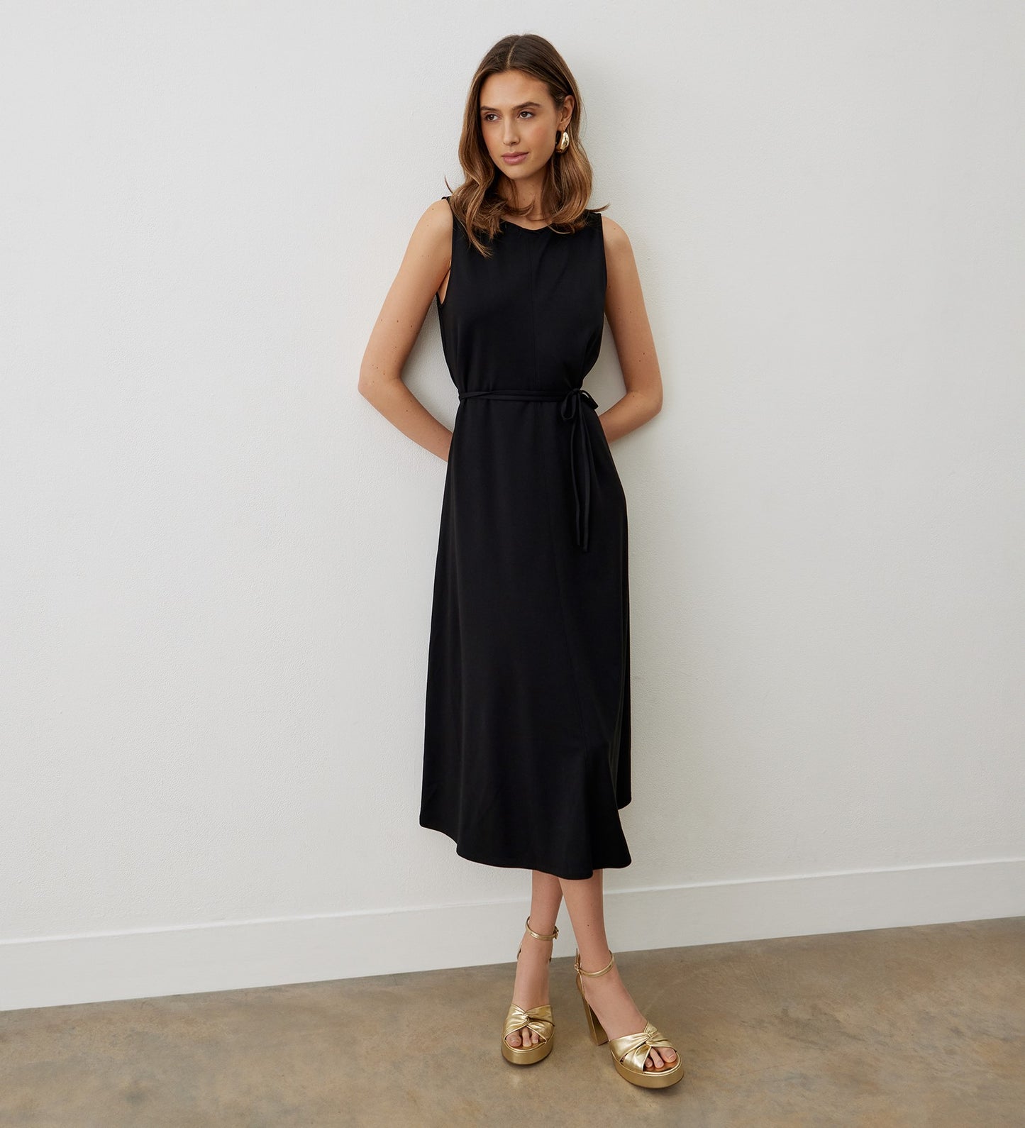 Janette Black Ponte Jersey Midi Dress