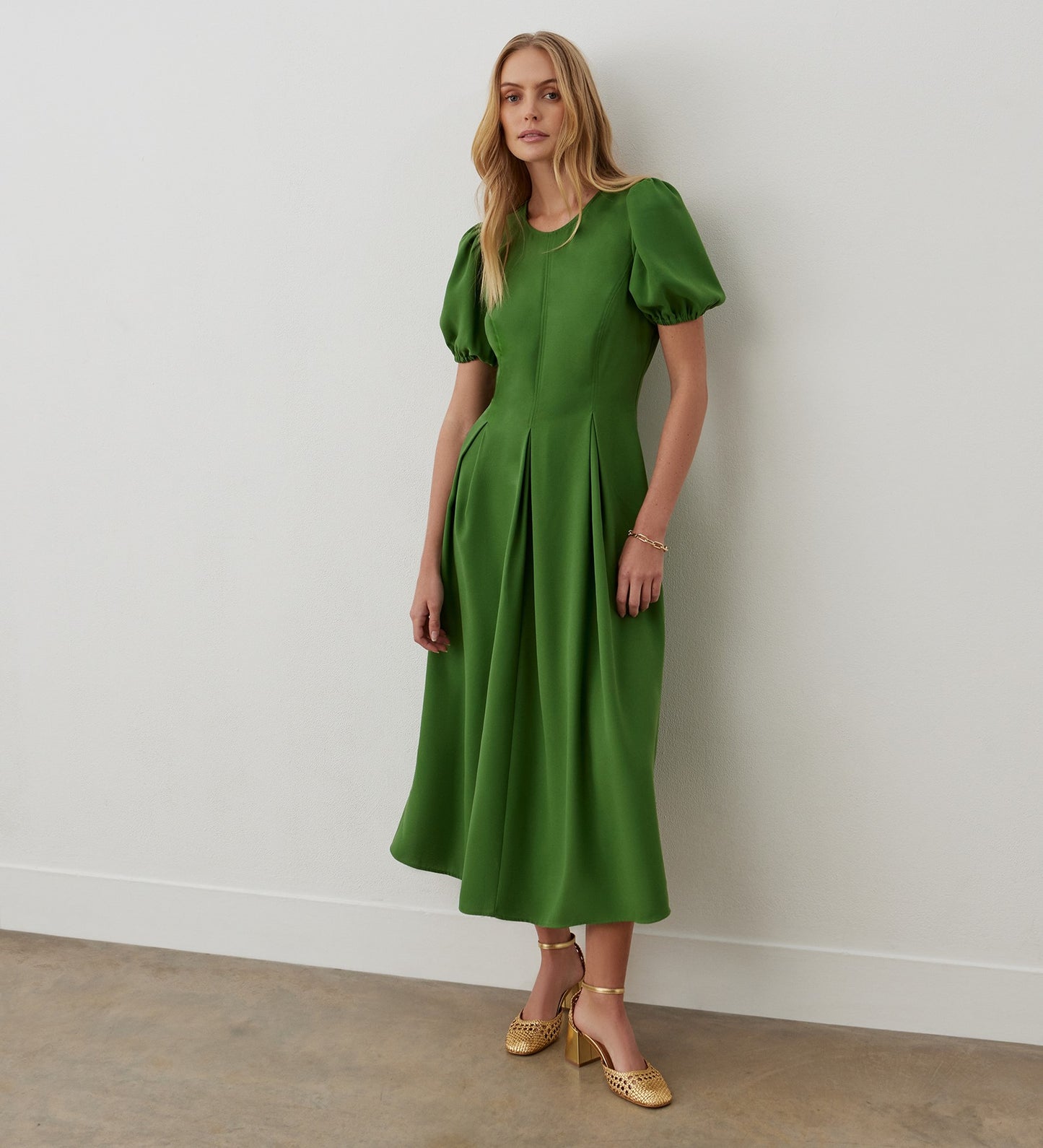 Jessica Green Satin Back Crepe Midi Dress