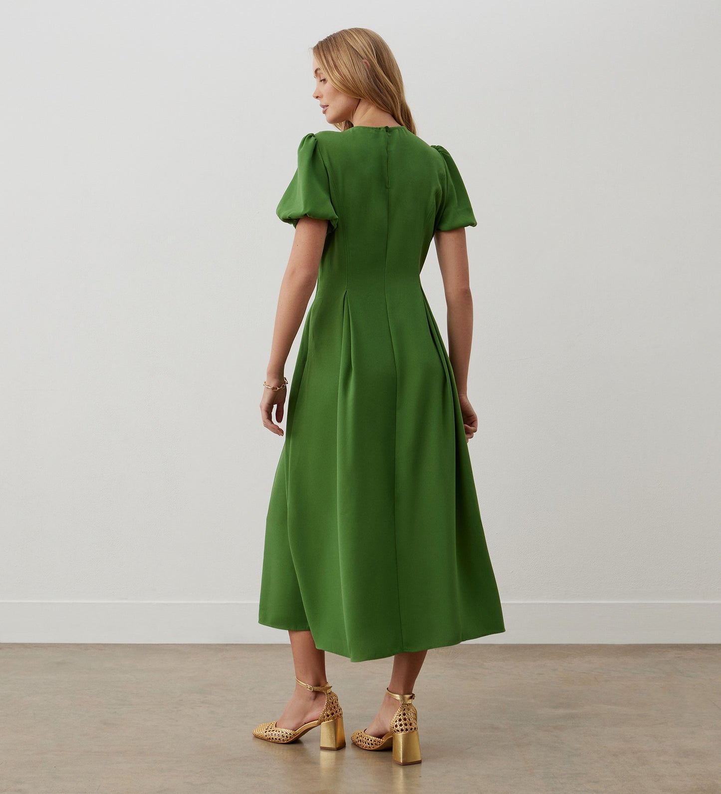 Jessica Green Satin Back Crepe Midi Dress