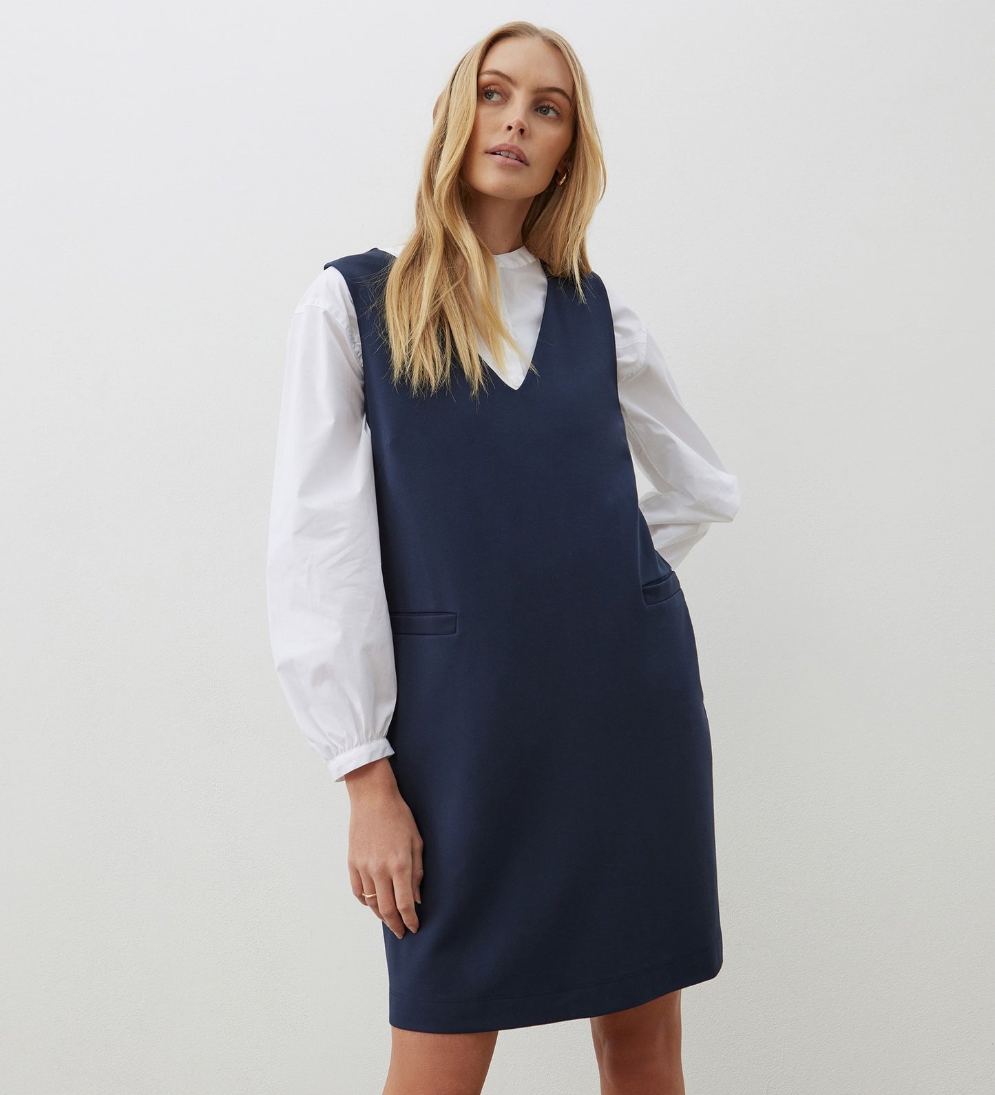 Luna Navy Ponte Jersey Knee Length Dress