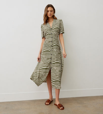 Danica Green Striped Midi Dress