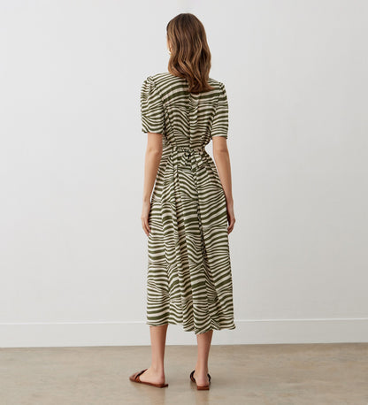 Danica Green Striped Midi Dress