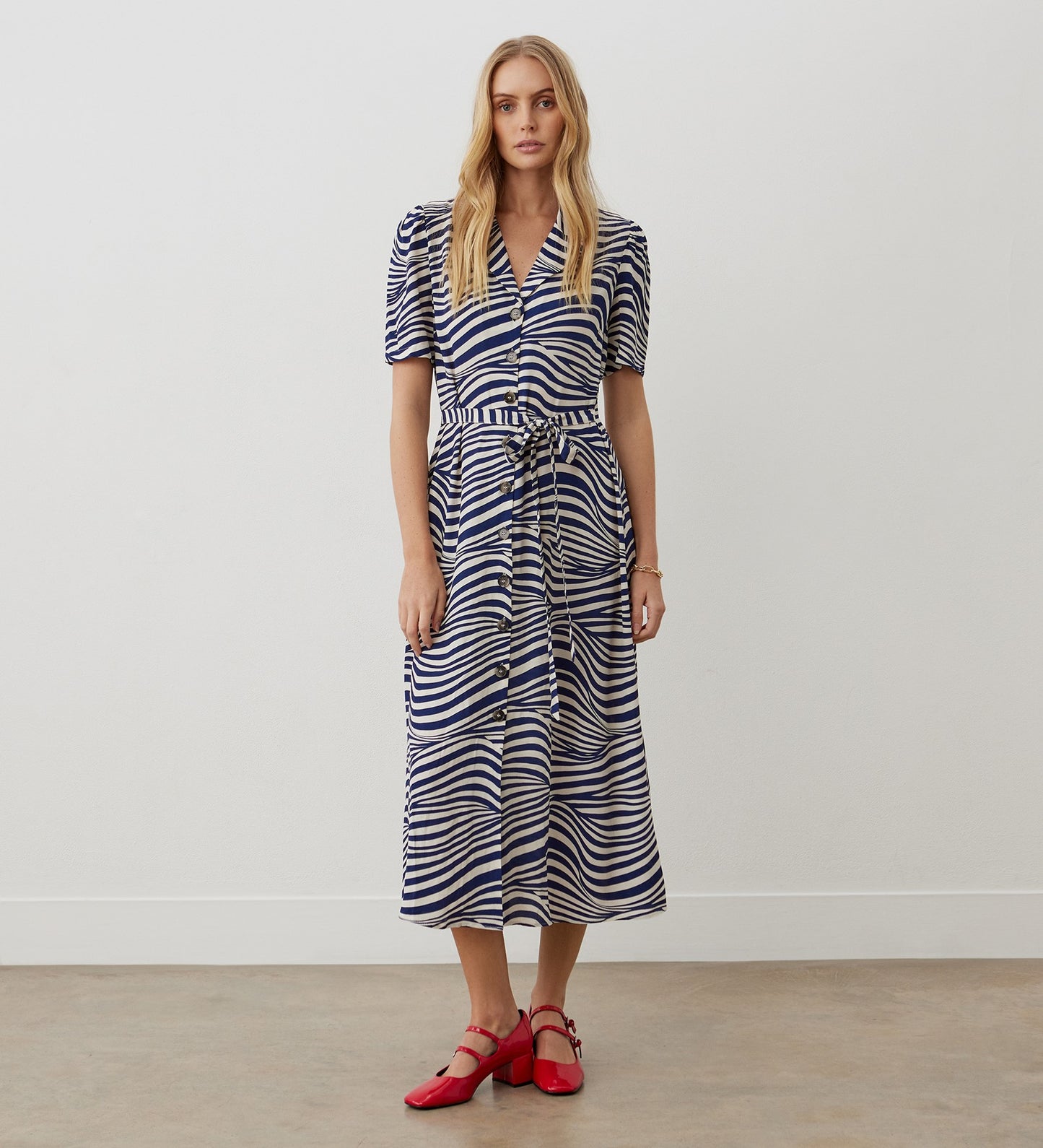 Danica Blue Striped Midi Dress