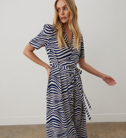 Danica Blue Striped Midi Dress