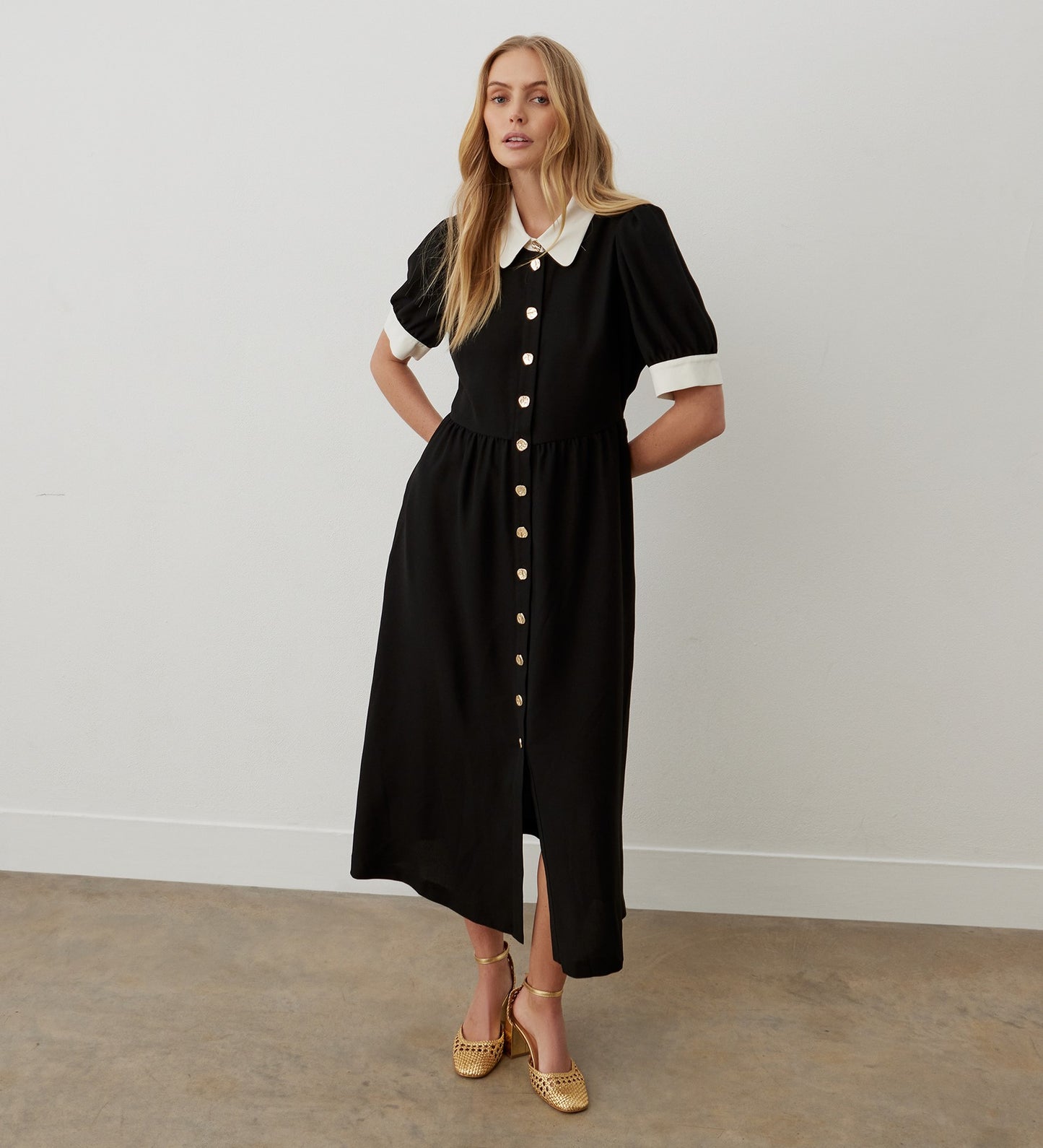 Sian Black Midi Shirt Dress