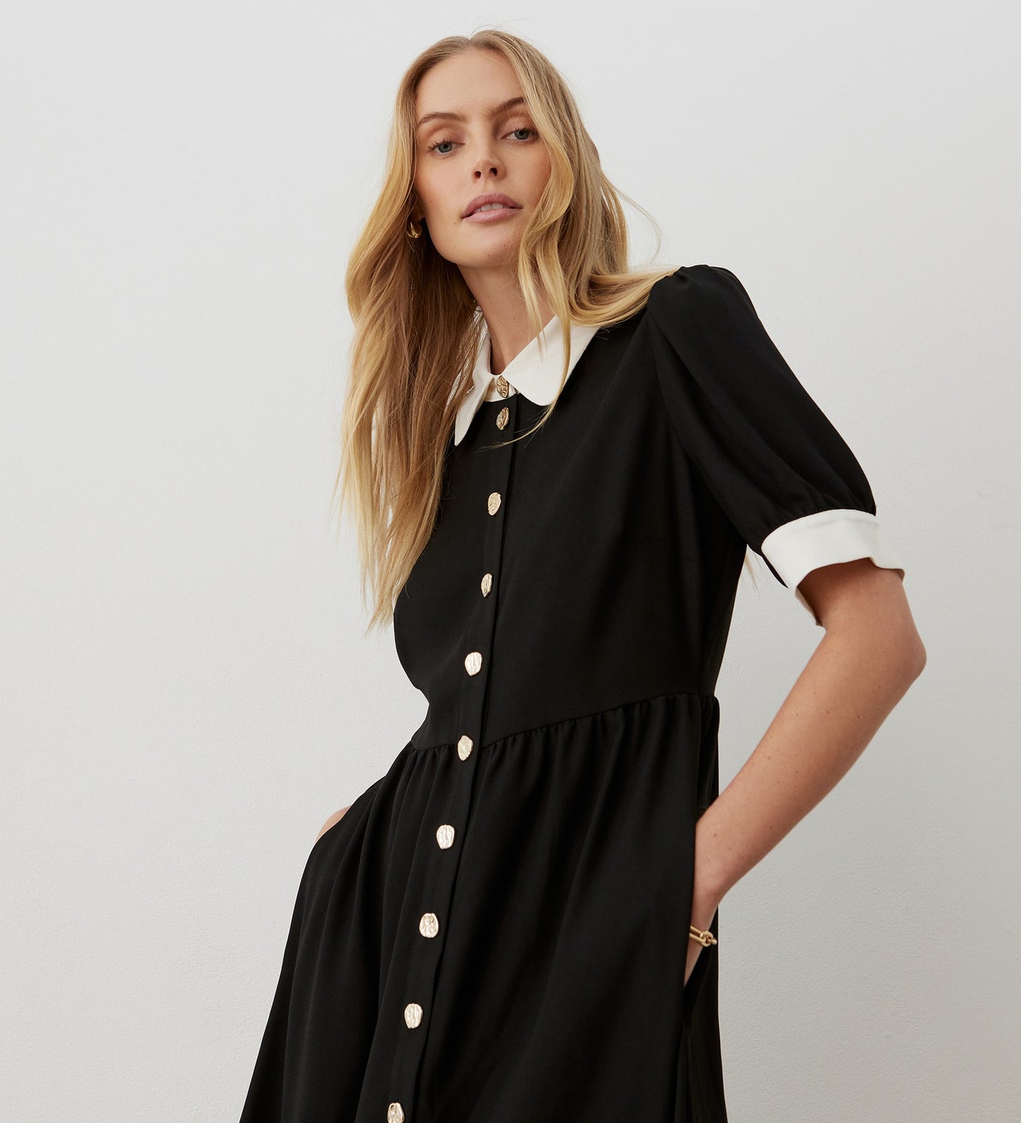 Sian Black Midi Shirt Dress