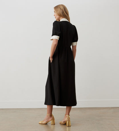 Sian Black Midi Shirt Dress