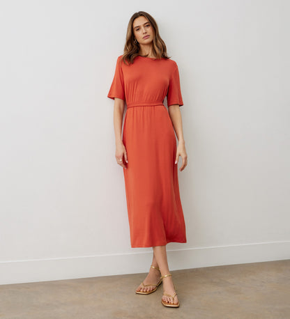 Bailee Burnt Orange Jersey Midi Dress