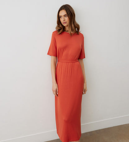 Bailee Burnt Orange Jersey Midi Dress