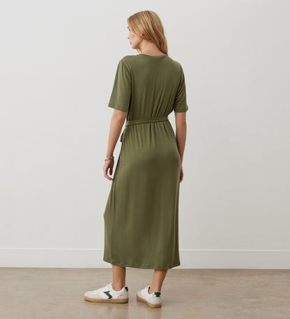 Bailee Khaki Jersey Midi Dress