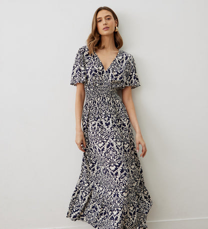 Nessa Navy Floral Midi Dress