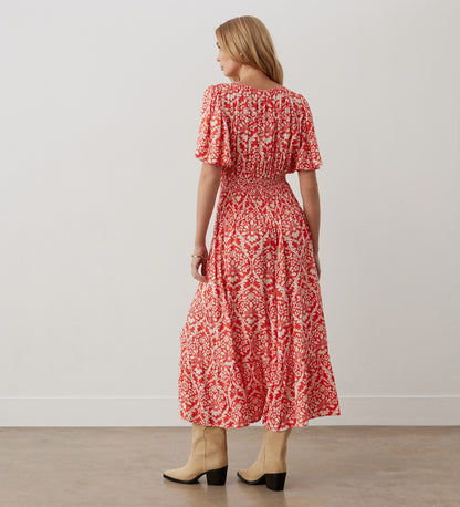 Nessa Coral Floral Midi Dress