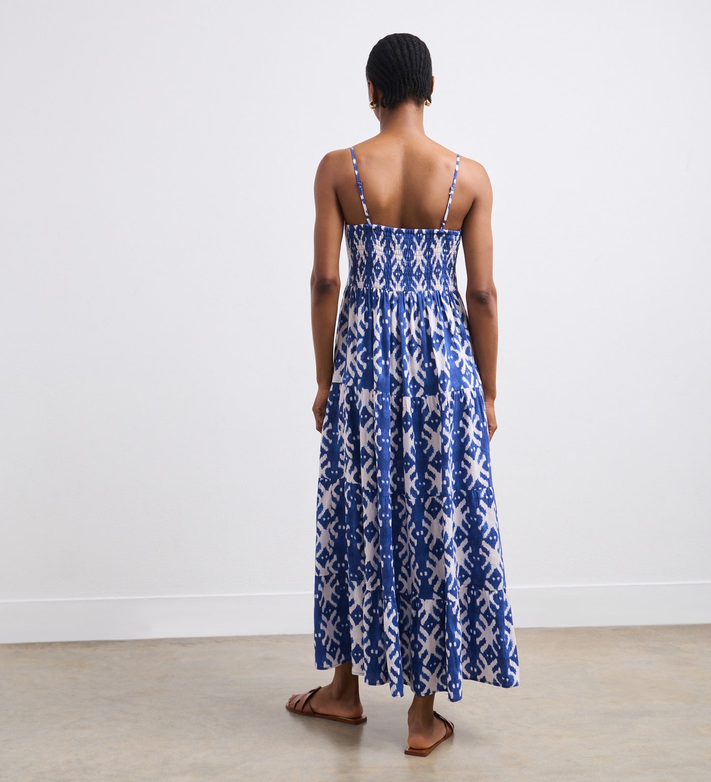 Zoey Blue Ikat Linen Midi Dress