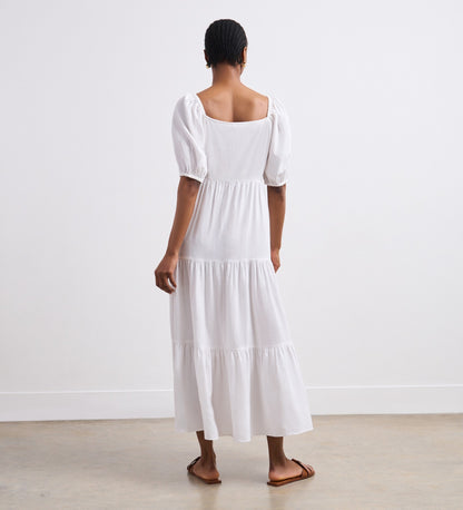 Jane White Linen Blend Midi Dress