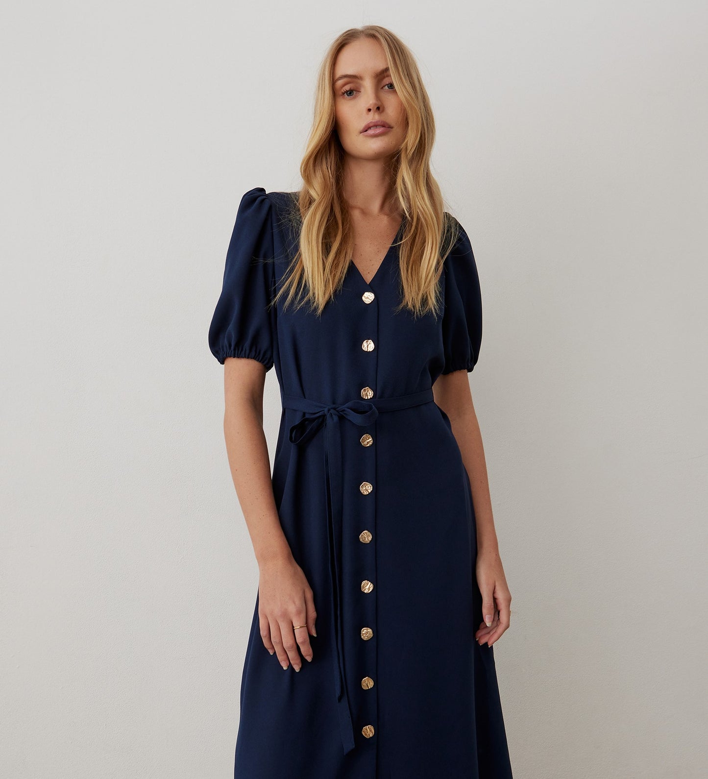 Kimberley Navy Crepe Midi Dress