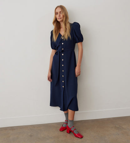 Kimberley Navy Crepe Midi Dress