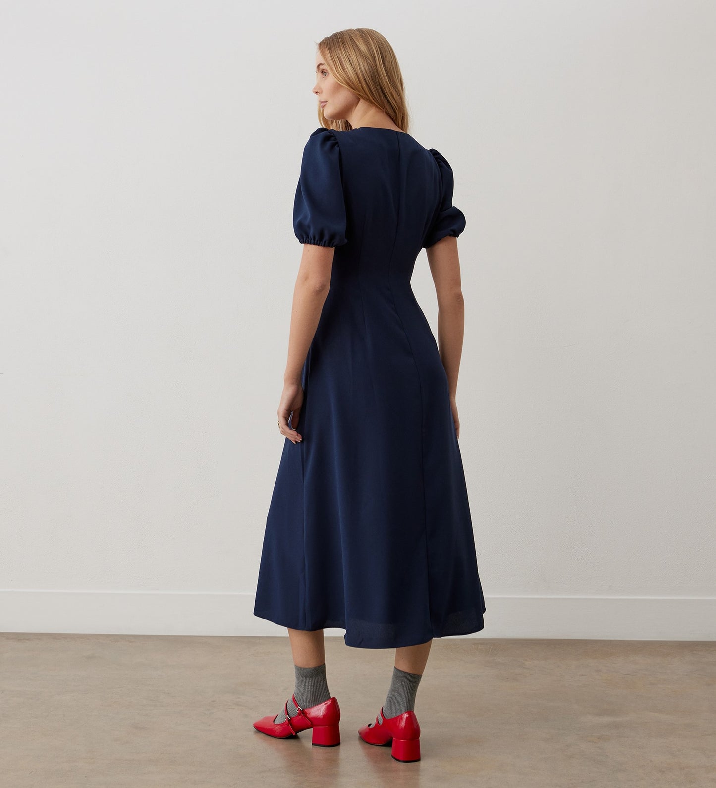 Kimberley Navy Crepe Midi Dress