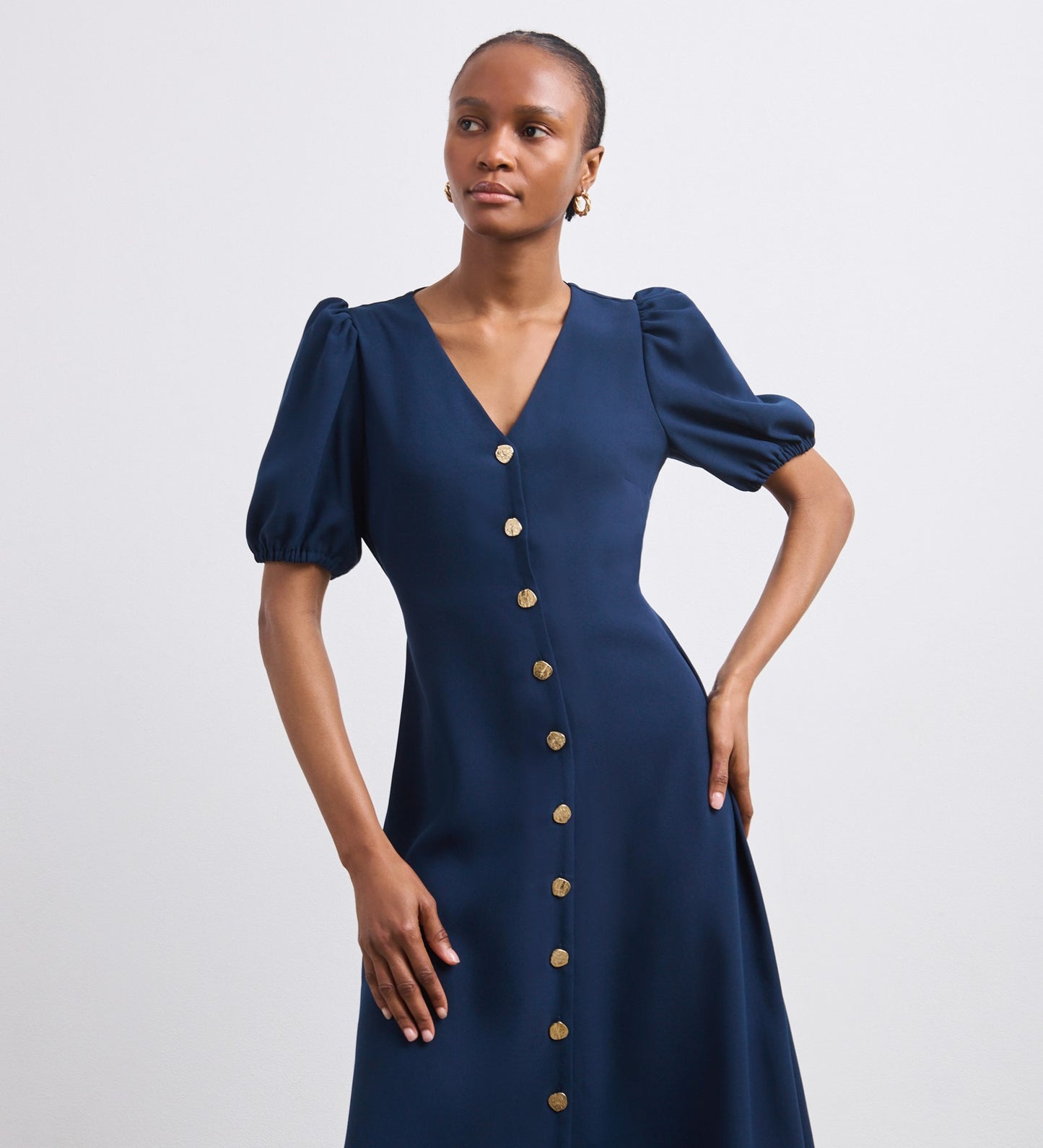 Kimberley Navy Crepe Midi Dress