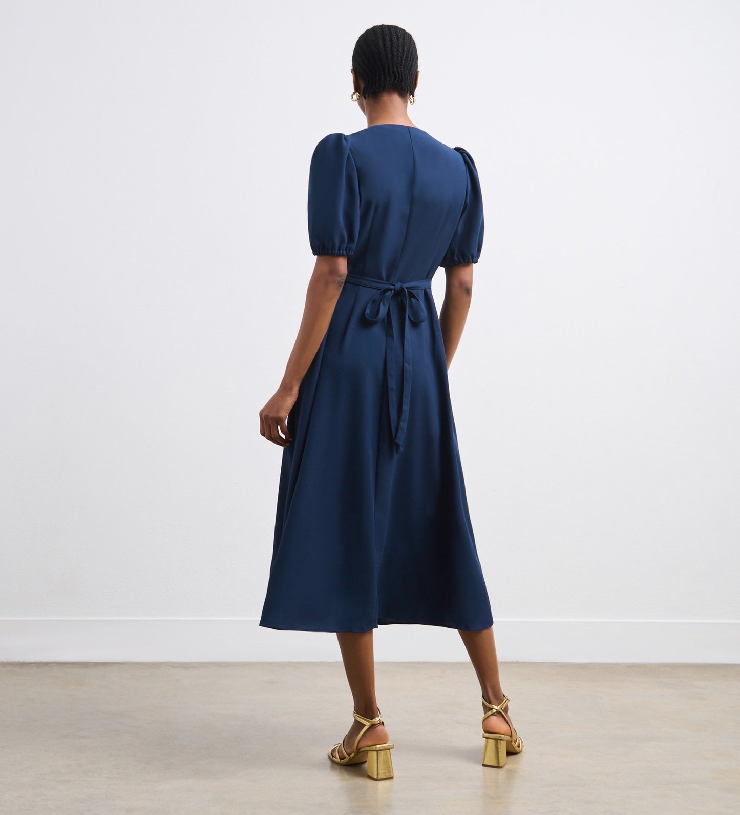 Kimberley Navy Crepe Midi Dress