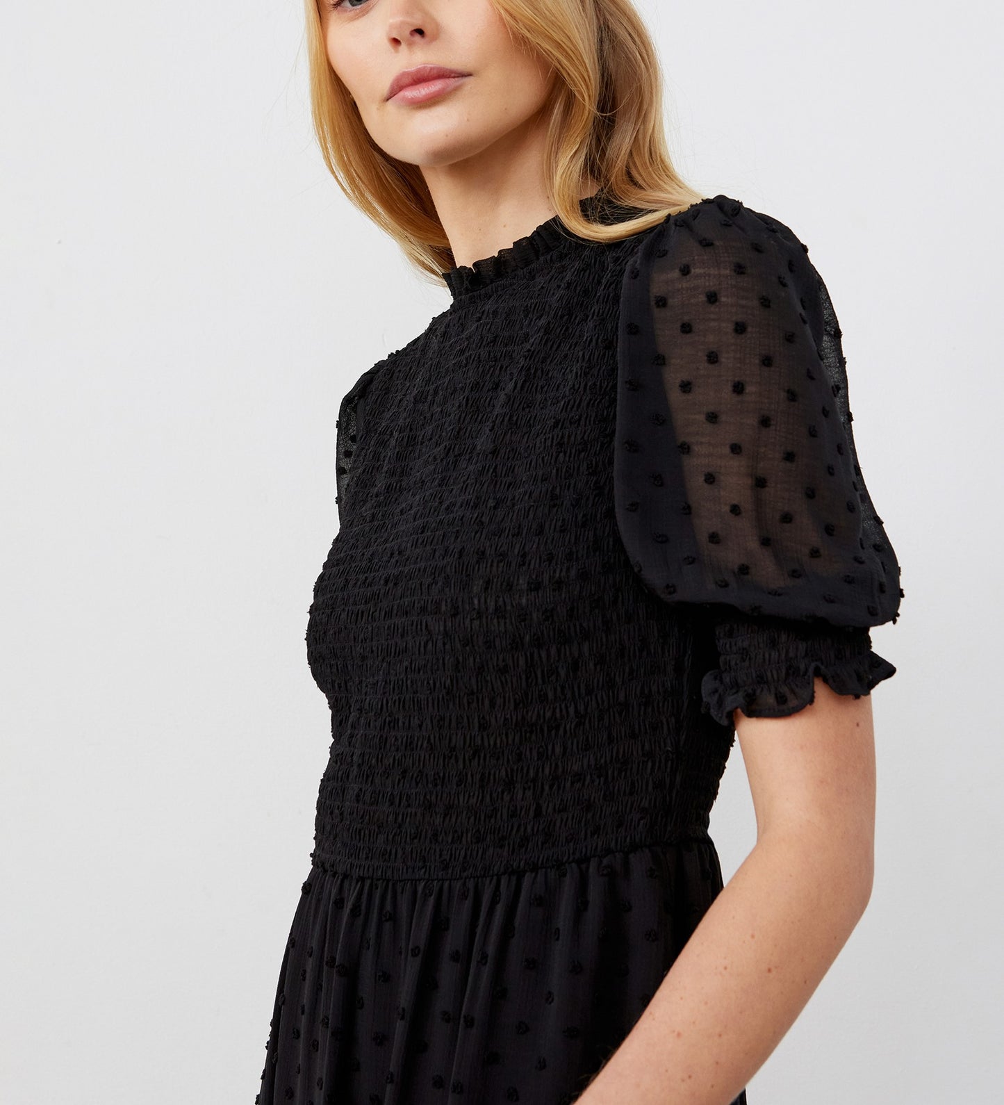 Amelia Black Georgette Midi Dress