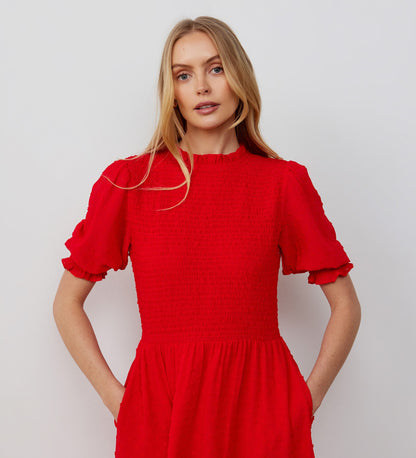 Amelia Red Georgette Midi Dress