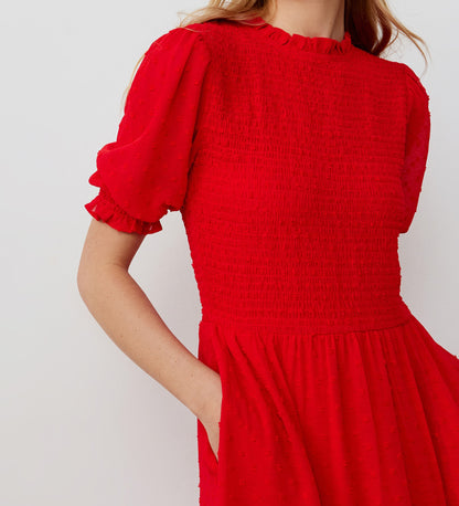 Amelia Red Georgette Midi Dress