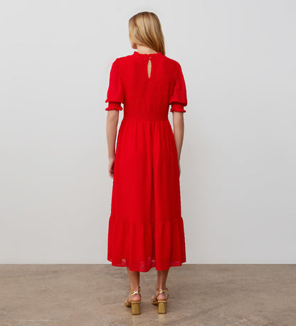 Amelia Red Georgette Midi Dress