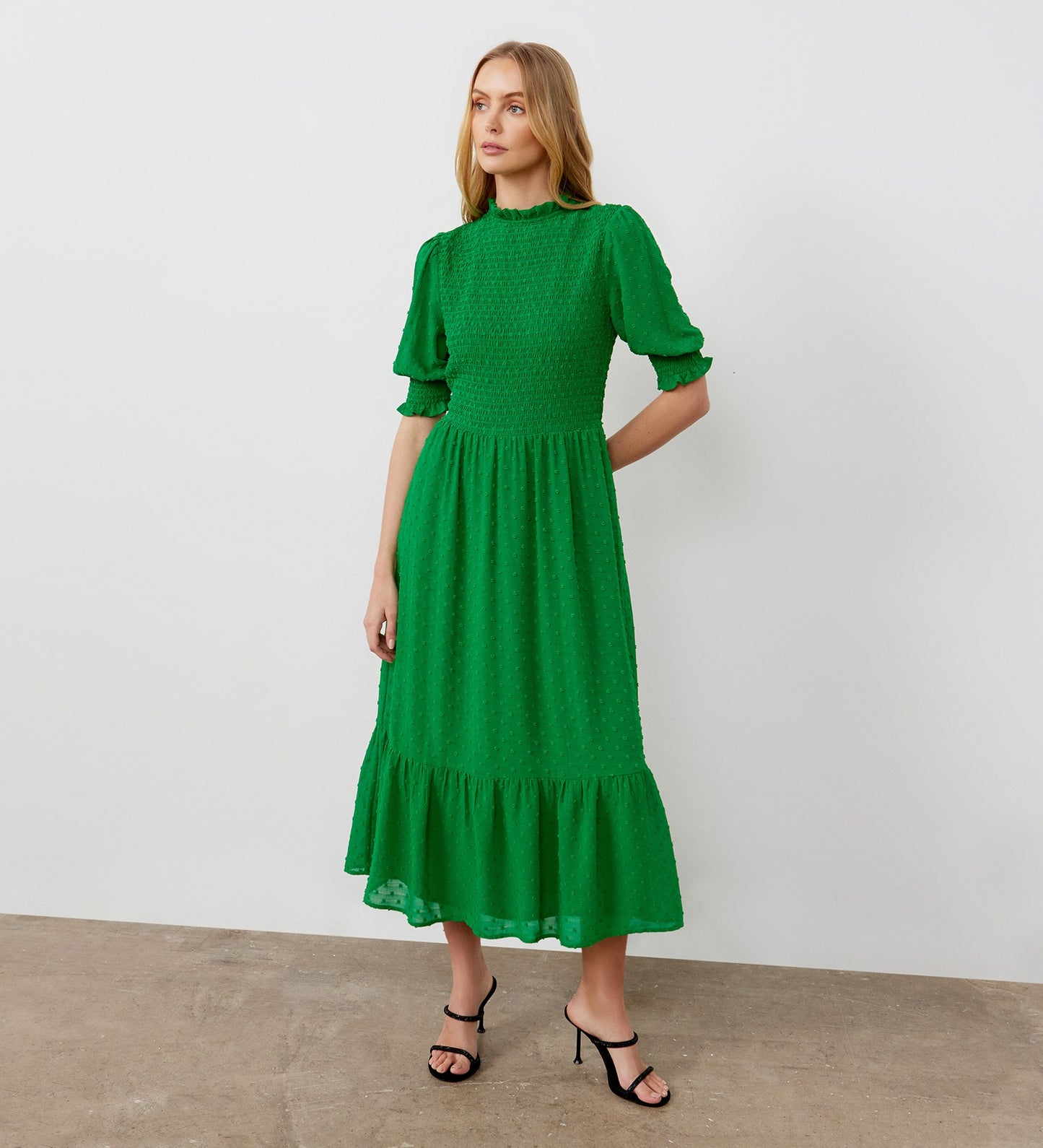 Amelia Green Georgette Midi Dress