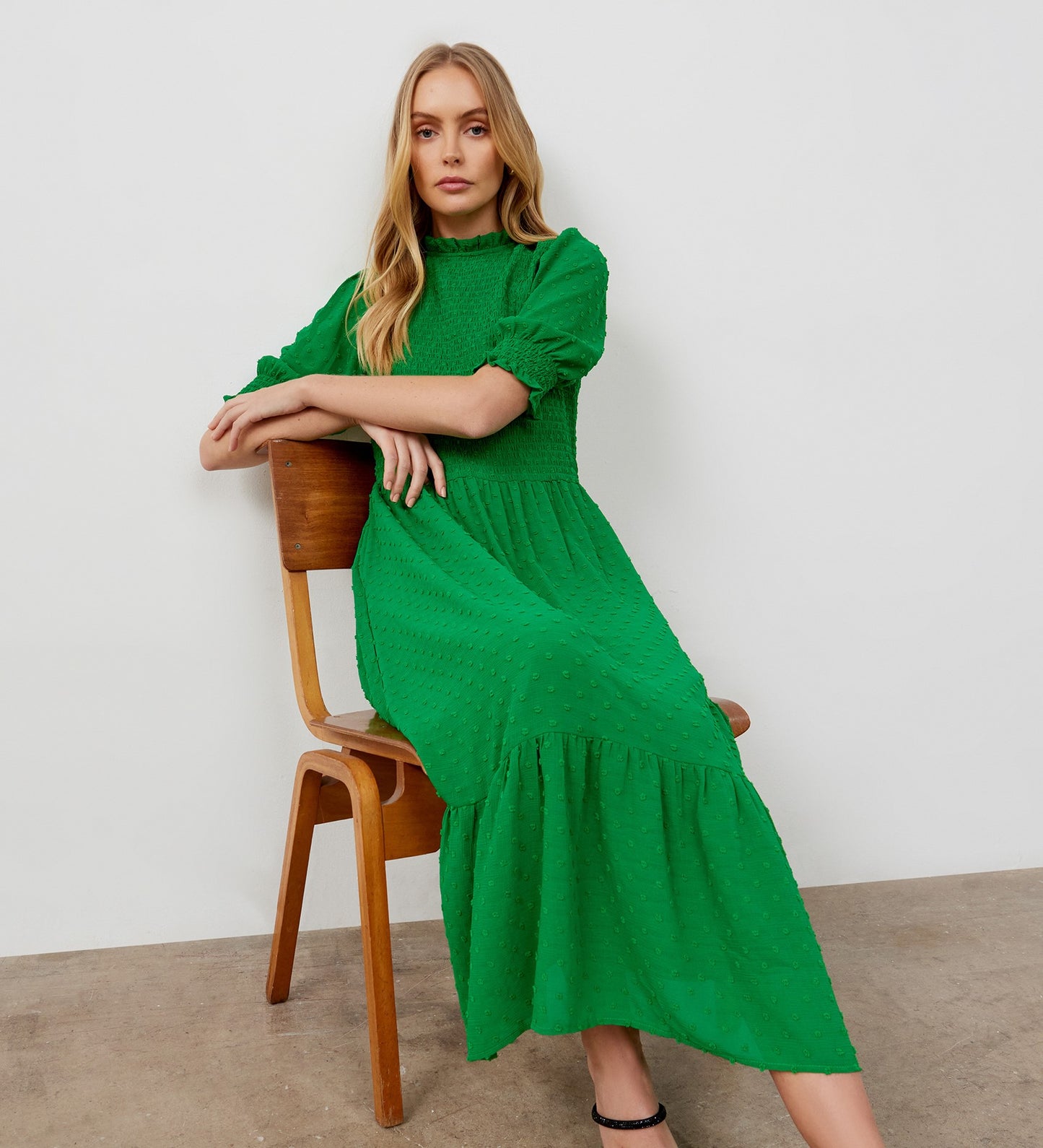 Amelia Green Georgette Midi Dress