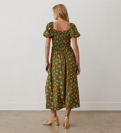 Lacey Green Daisy Crepe Midi Dress