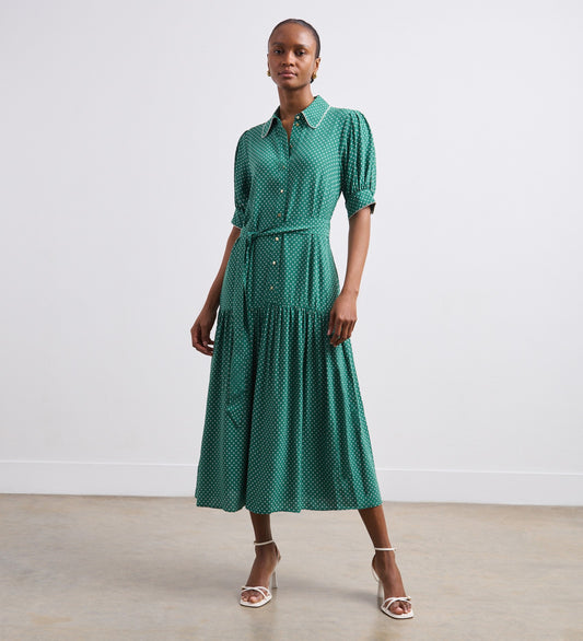 Michelle Green Spot Midi Shirt Dress