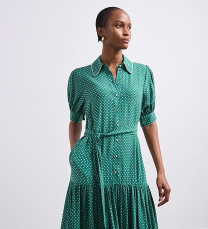 Michelle Green Spot Midi Shirt Dress