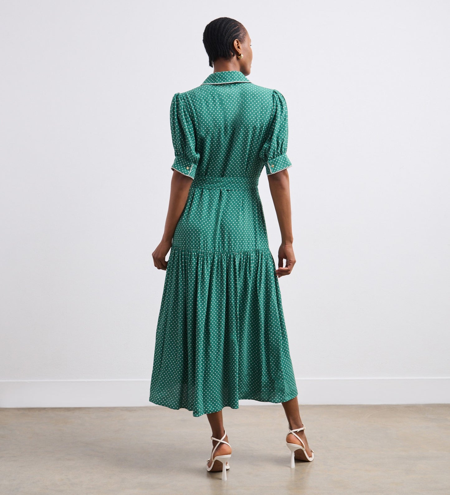 Michelle Green Polka Dot Midi Shirt Dress