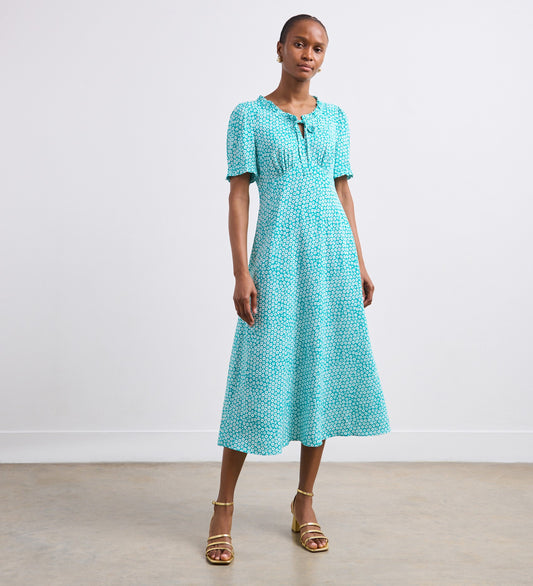 Phoebe Green Flowers Midi Dress