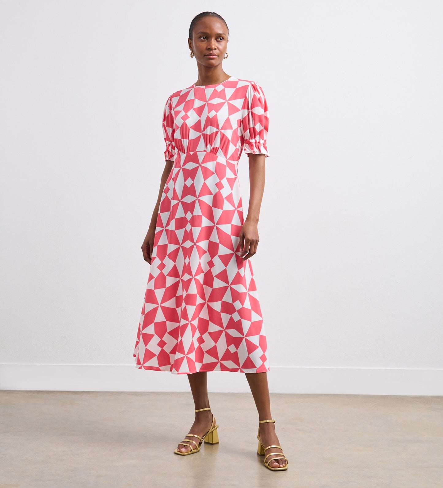 Mela Pink Geo Midi Dress