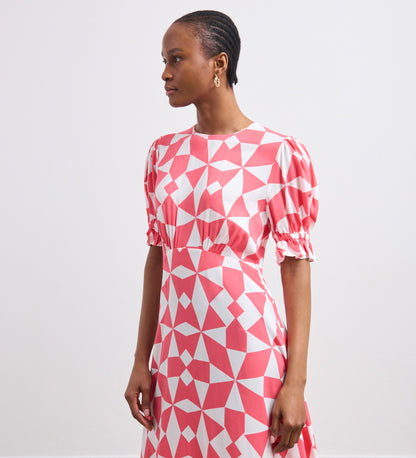 Mela Pink Geo Midi Dress